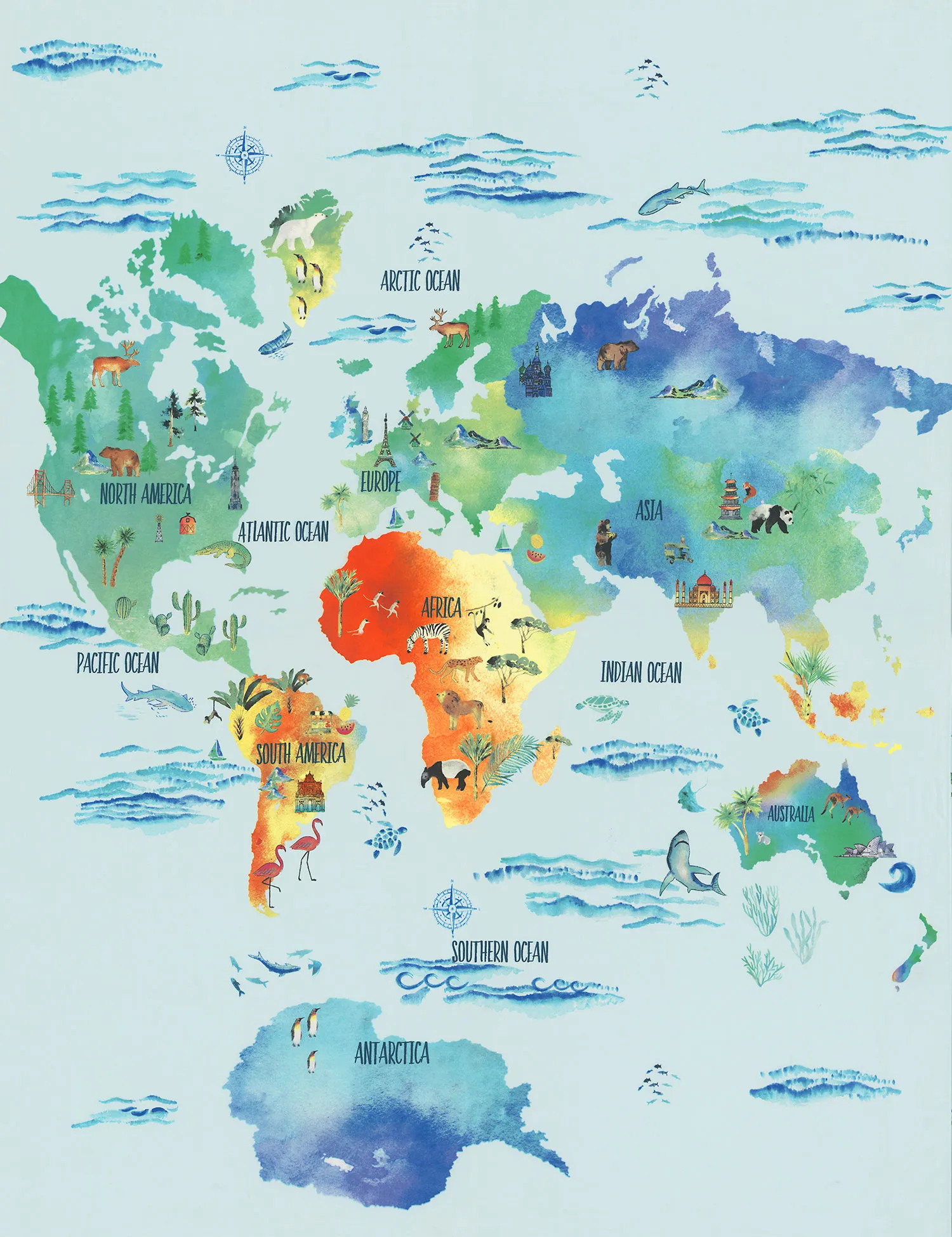 M&S Cotton Rich World Map Bedding Set