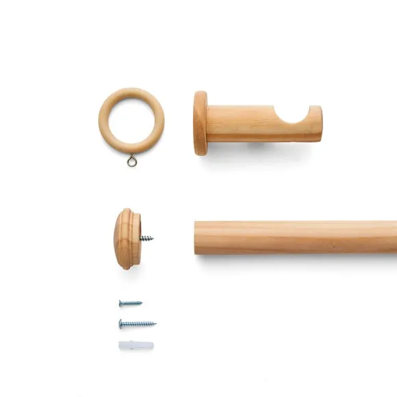 End Cap Stud Wood Curtain Pole Kit 3