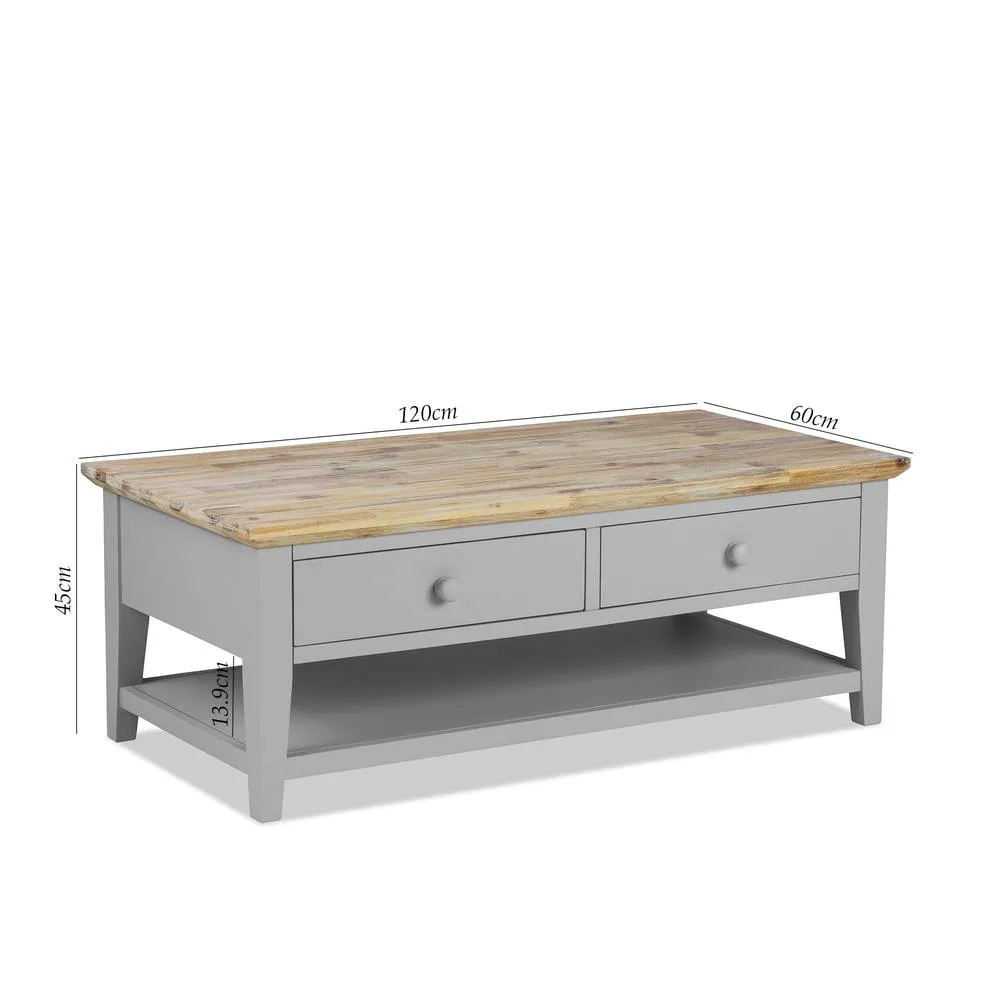 Statement Furniture Florence Coffee Table with Drawers in Light Grey 2