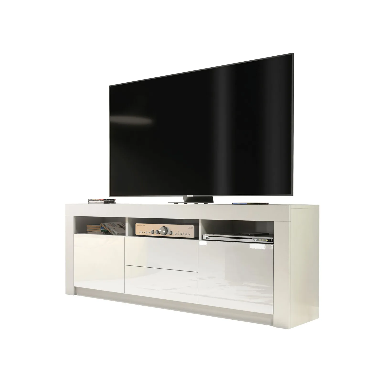 Creative Furniture TV Unit 160cm Modern - White with High Gloss Doors 3