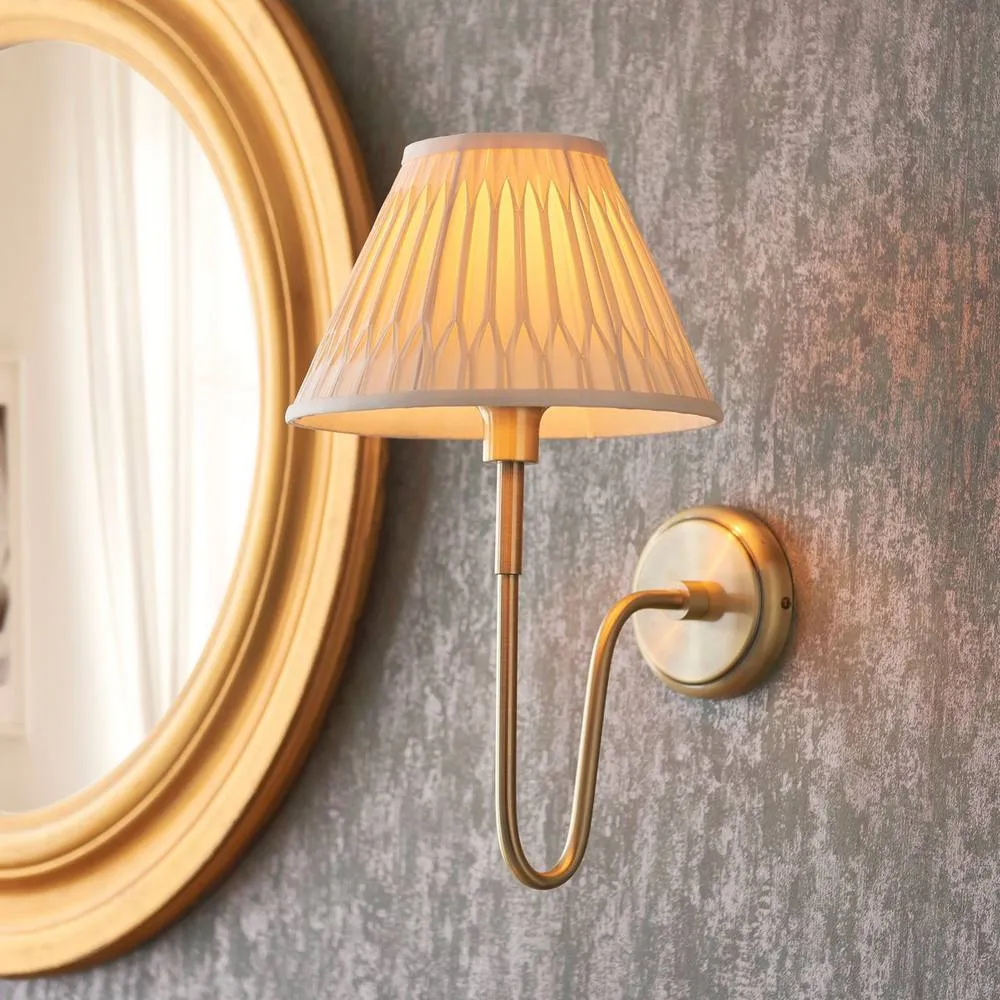 Netlighting Rouen & Chatsworth Wall Lamp Shade Brass Plate & Ivory Silk in Off-White 2