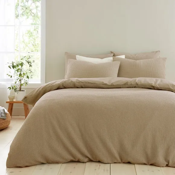 Ashton Waffle 100% Cotton Duvet Cover & Pillowcase Set 1