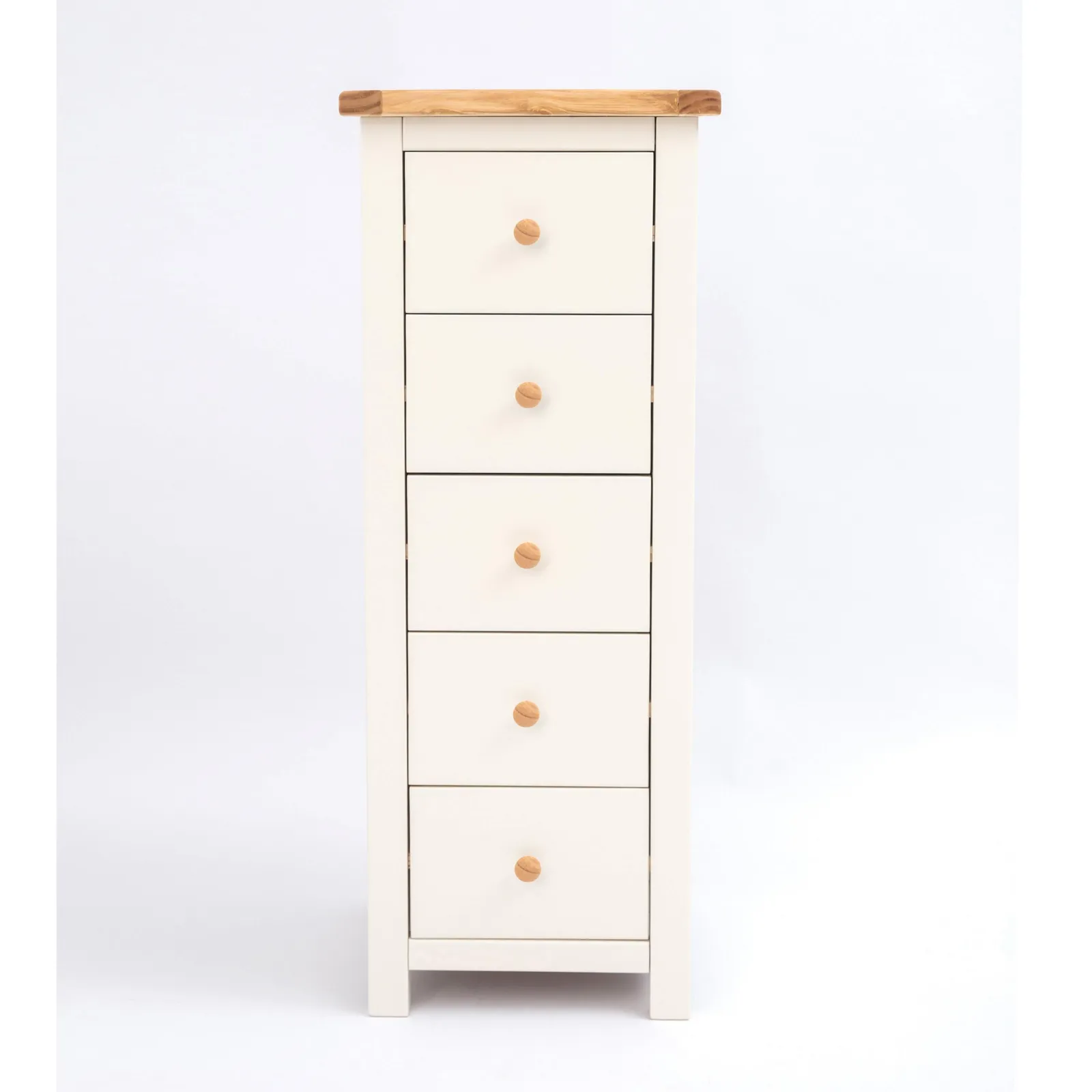 Cabinet Bits Maggiori 5 Drawer Narrow Chest of Drawers Wood Knob in Off-White 2