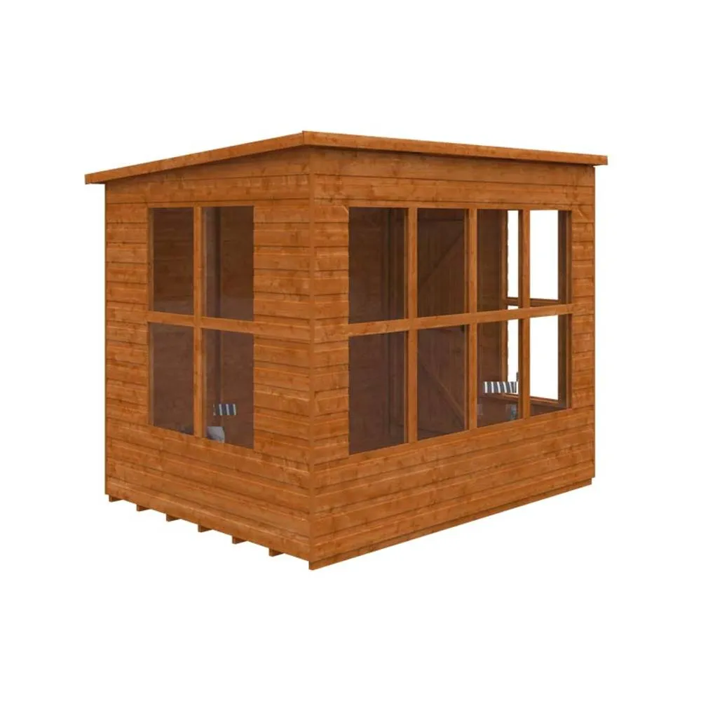 Buttercup Farm 8 x 6 Feet Penthouse 12mm Shed - Solid Wood/Softwood/Pine in Burnt Orange