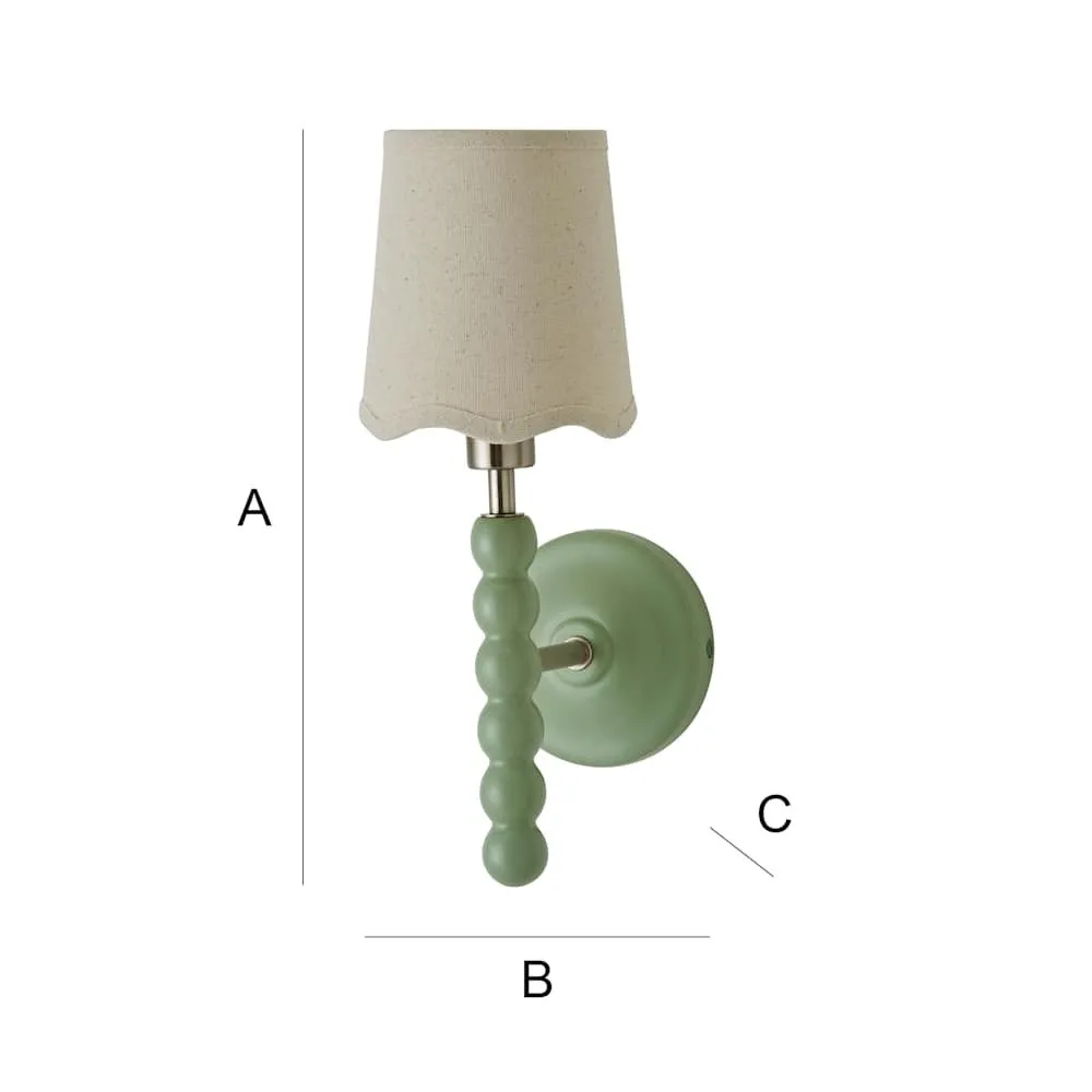 ValueLights Bobbins Pastel Bobble Wall Light & Natural Linen Trim Lamp Shade in Pale Green 6