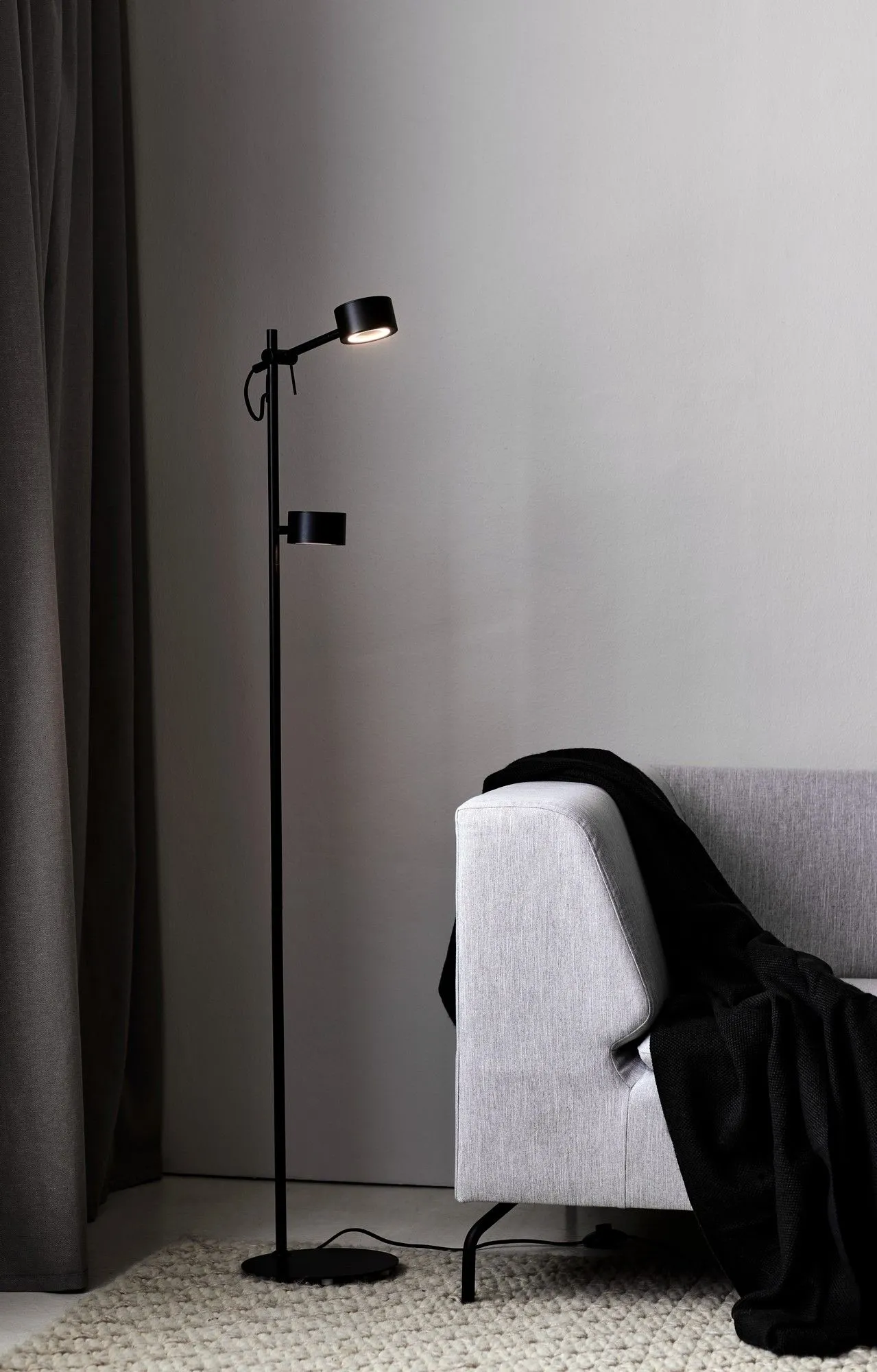 Nordlux Clyde Floor Lamp Black Metal Livingroom LED Switch 2700k 4