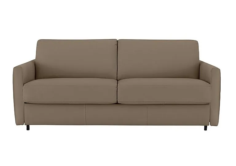 Alcova 3 Seater Leather Sofa Bed with Slim Arms - Torello Taupe