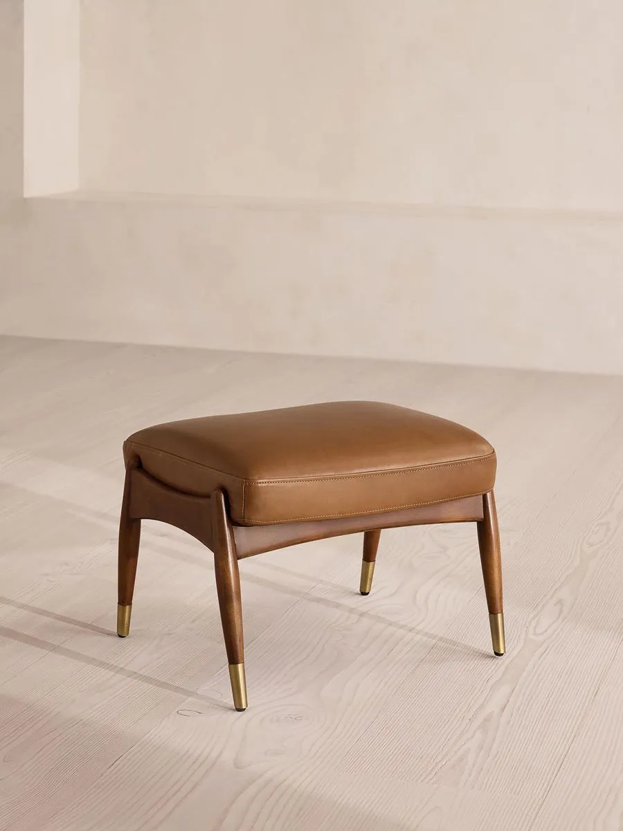 Theodore Footstool, Leather Chestnut