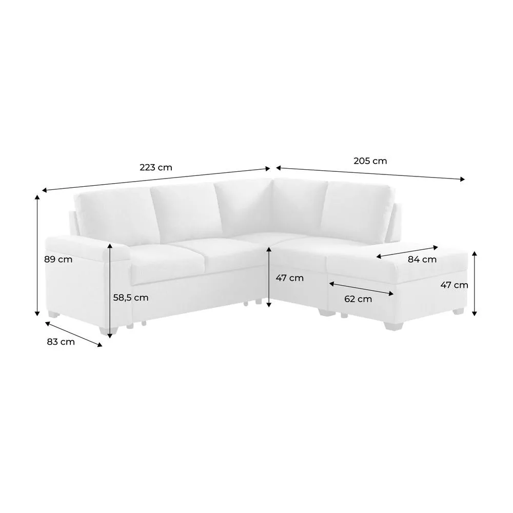 sweeek 3-seater Corner Sofa Bed With Footstool in Light Grey 5