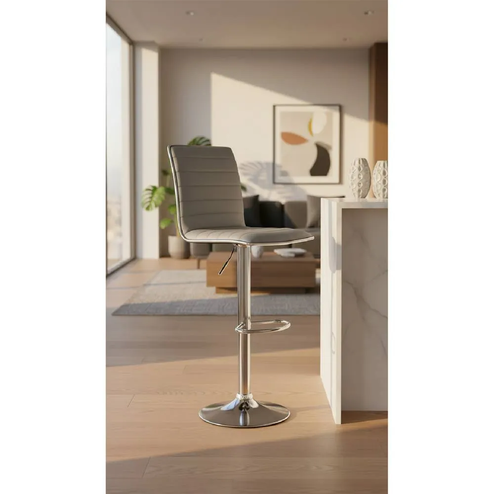 netfurniture Crispi Kitchen Breakfast Bar Stool Grey Padded Seat Adjustable Height 2