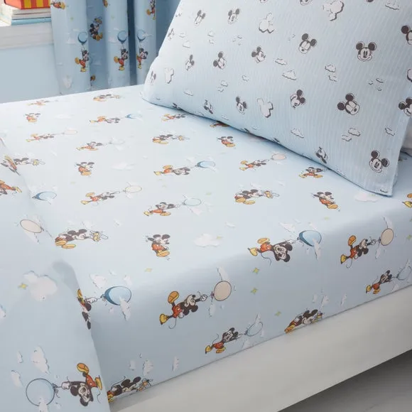 Set of 2 Disney Soft Skies Mickey Mouse 100% Cotton Fitted Sheets 1