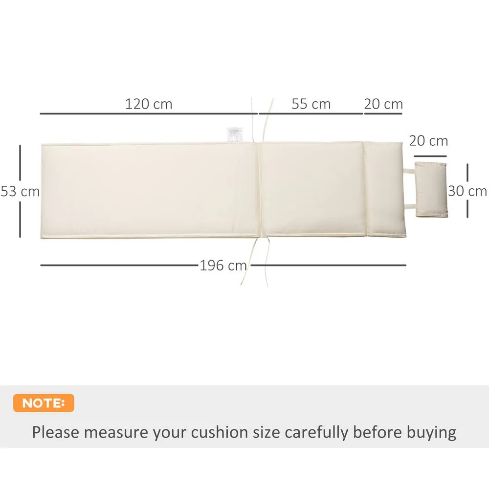 OUTSUNNY Garden Sun Lounger Chair Cushion ONLY Reclining Relaxer Indoor Outdoor in Cream 3