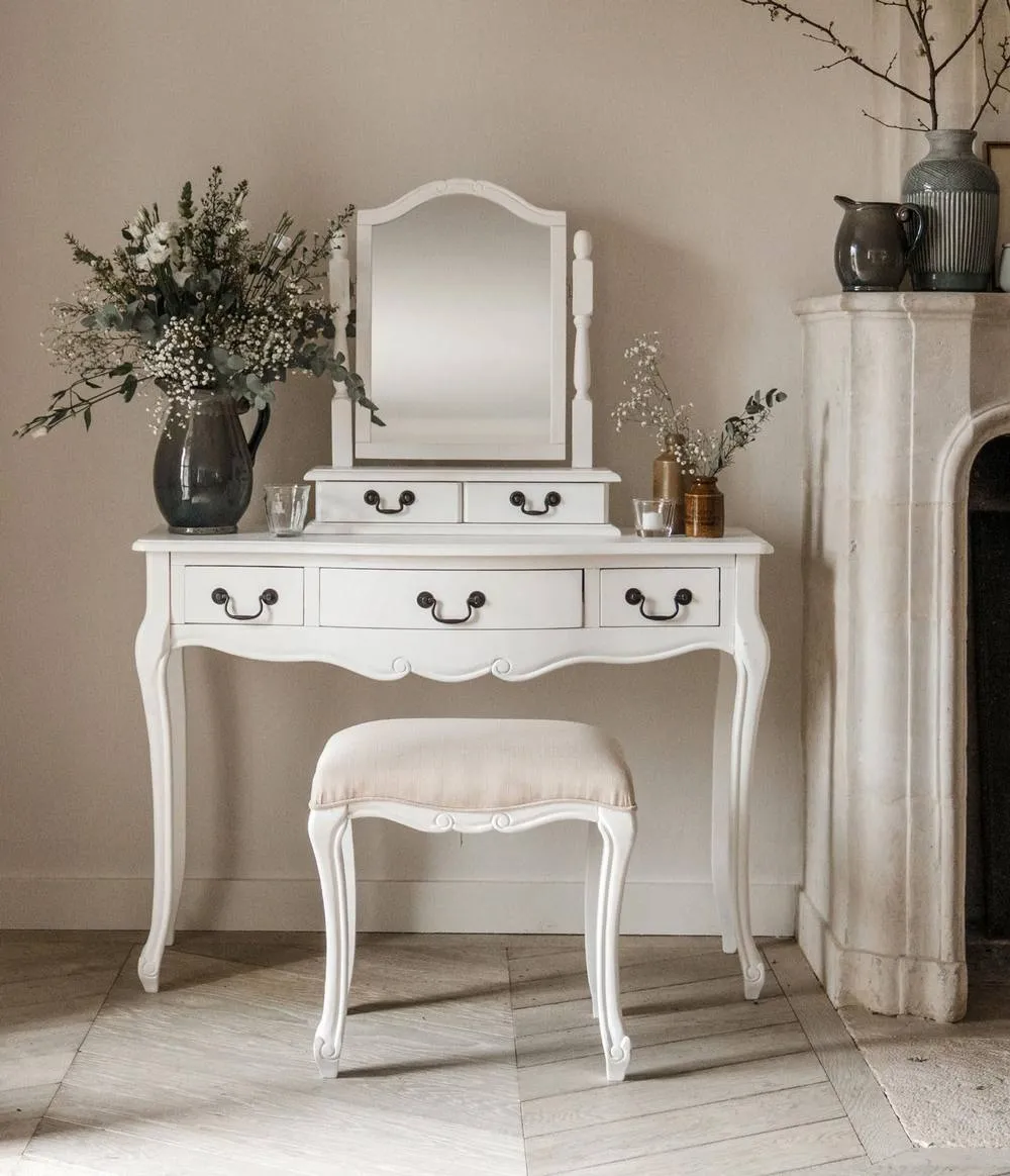 Statement Furniture Juliette Vintage Chic Dressing Table in White 3
