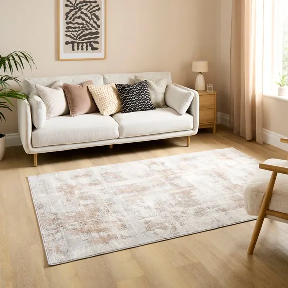 Abstract Distressed Natural Rug