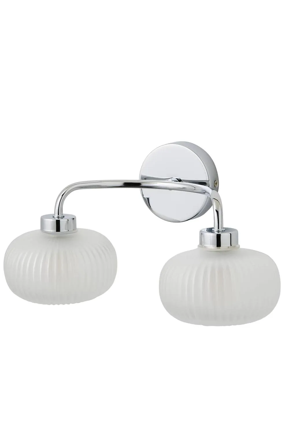 ValueLights Amaia Chrome 2 Way Frosted Glass IP44 Wall Light with Bulbs in Metallic Silver 6