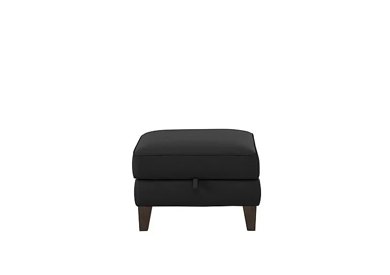 Brondby Leather Storage Footstool - Classic Black