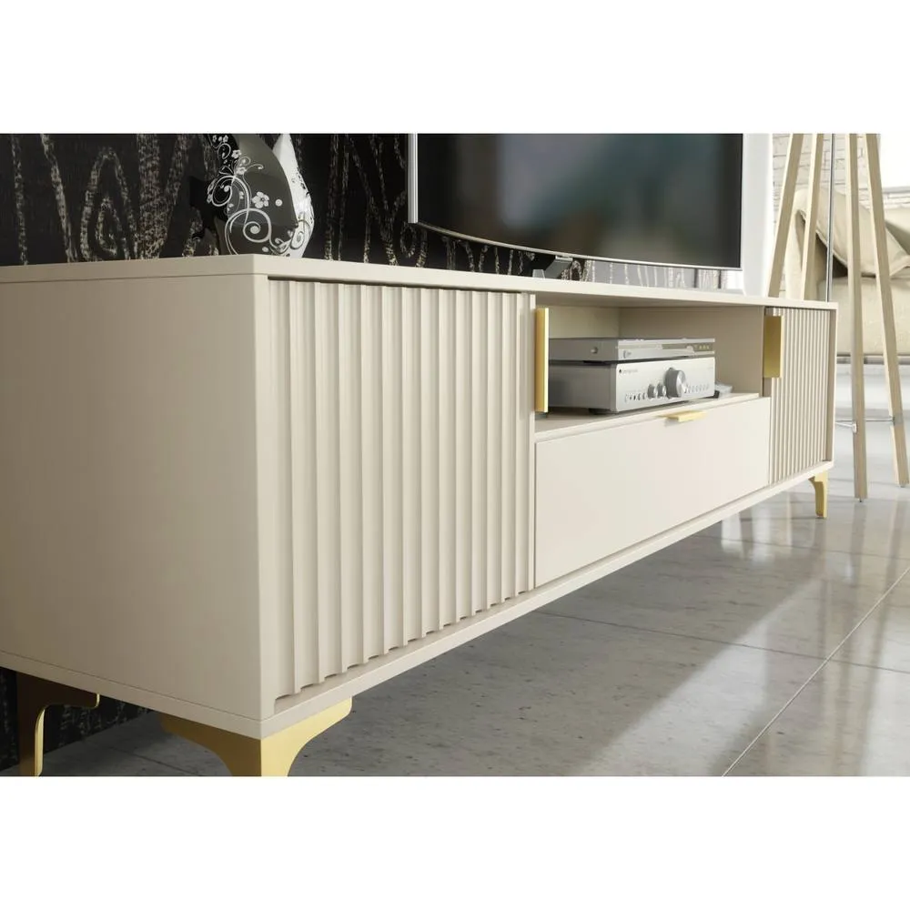 Creative Furniture Tide Crest TV Unit 200cm - Cashmere Warm Beige Taupe Finish & Gold 3