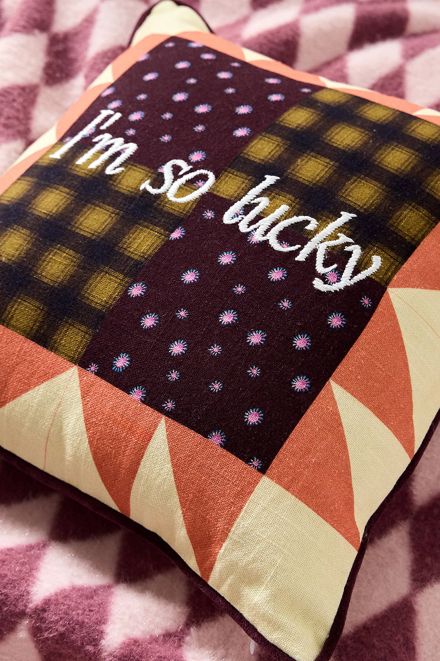 I'm So Lucky Patch Cushion - White ALL 2
