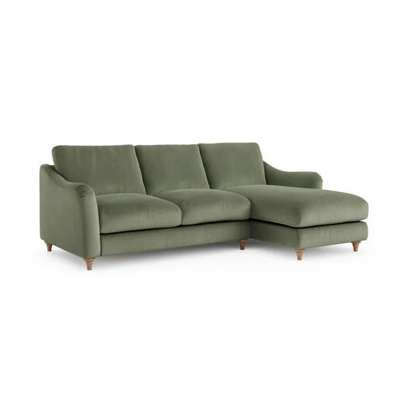 Hattie Matte Plush Velvet Corner Chaise Sofa 6