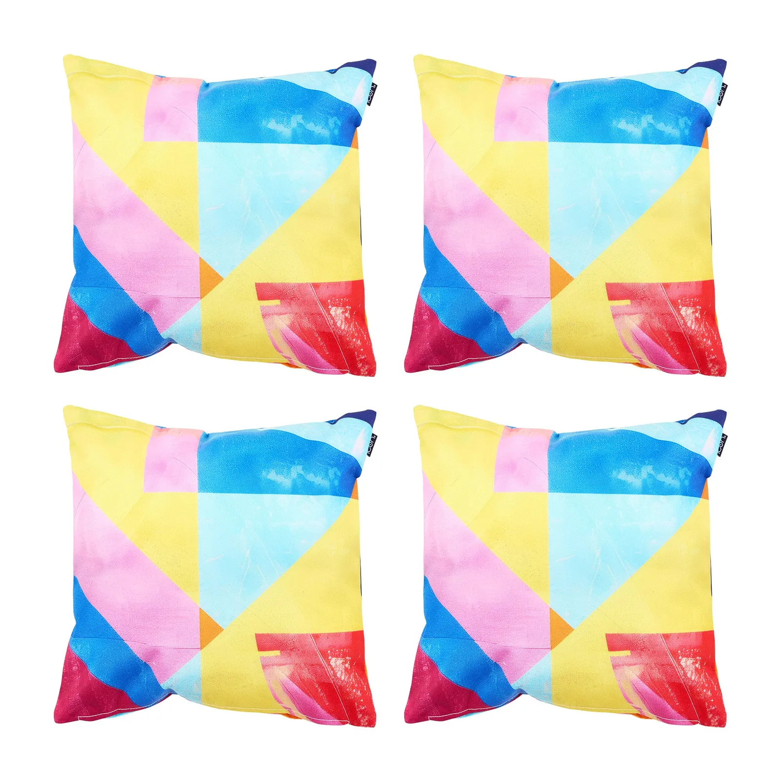 icon Indoor & Outdoor Abstract Leaf Waterproof Cushion 4x Blue Double Sided Print