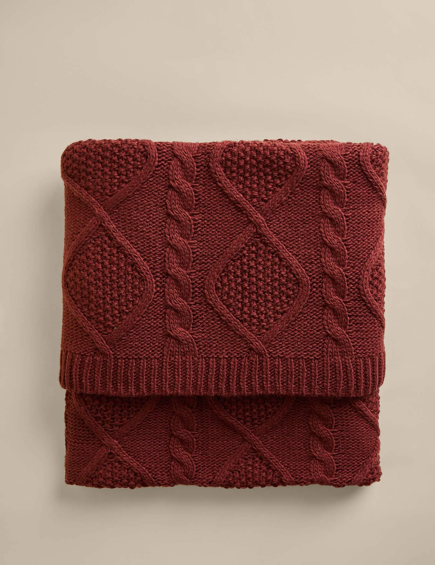 M&S Cable Knit Throw Chestnut