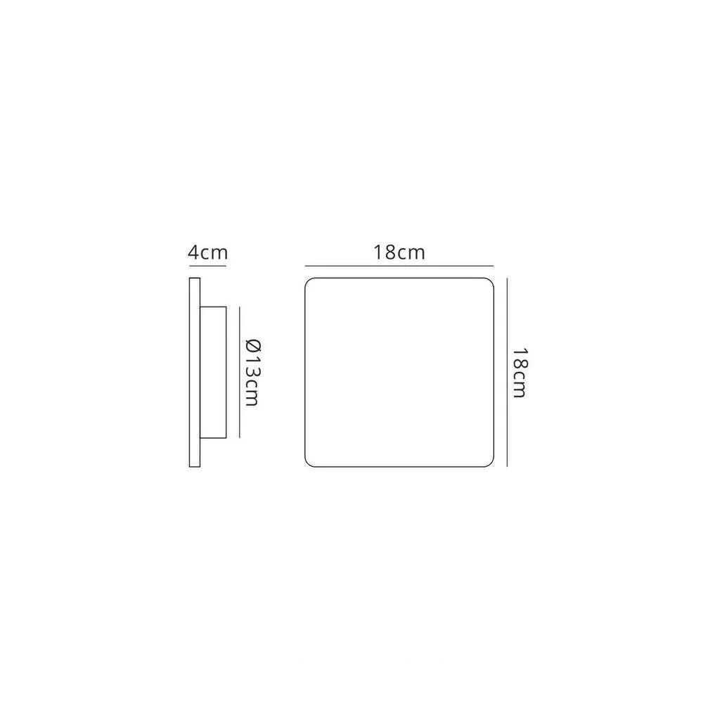 Netlighting Fusion Wall Light 18cm Square 12W LED 3000K 1080lm Silver Paint 2