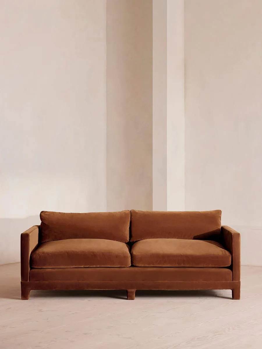 Ashford Three Seater Sofa, Velvet, Cinnamon
