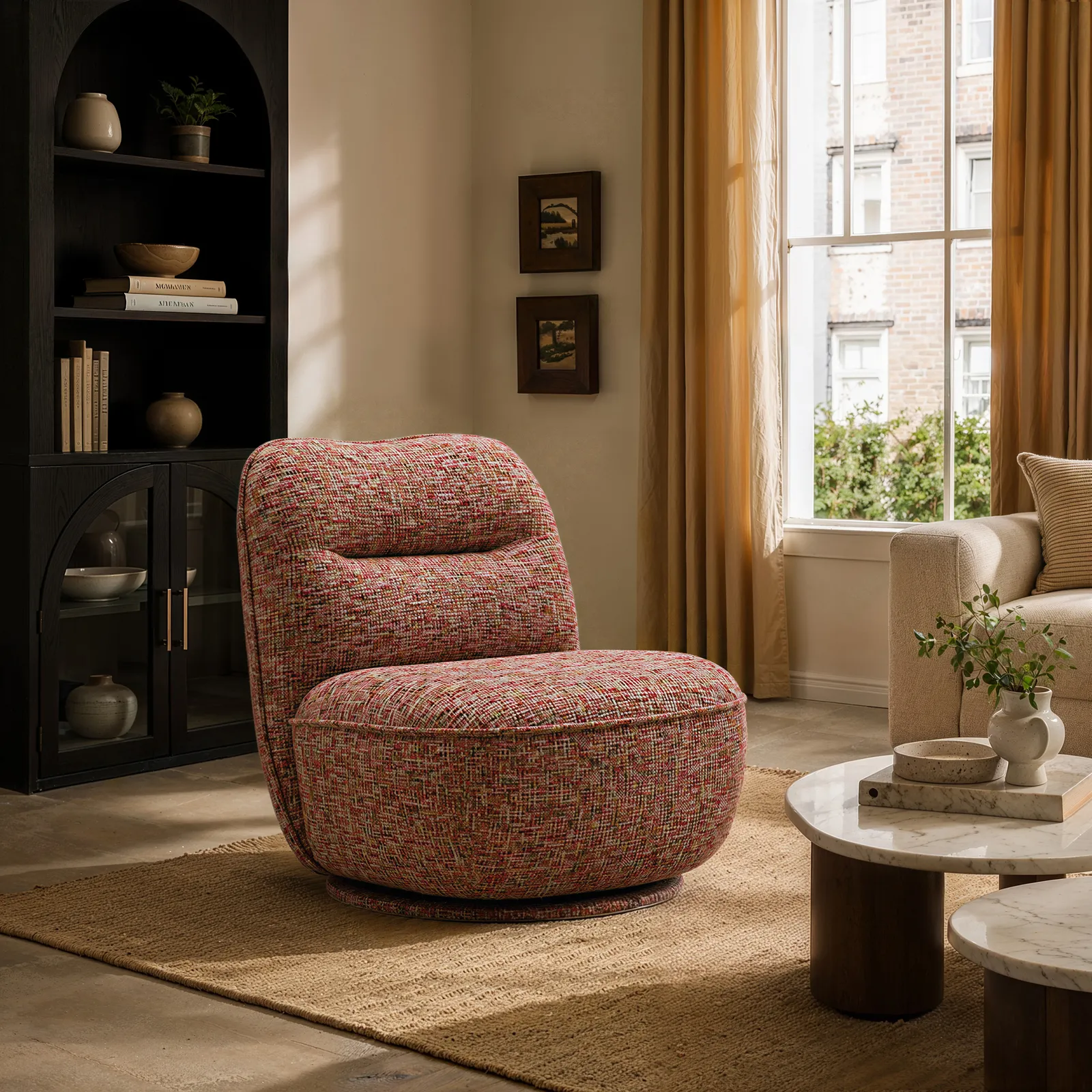 Performance Linen Swivel Accent Chair