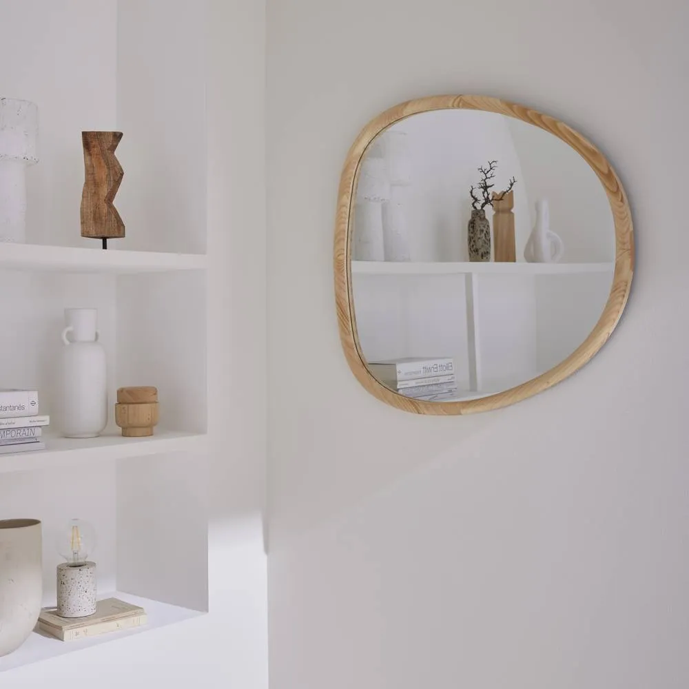 sweeek 75cm oval wooden mirror in Beige 1