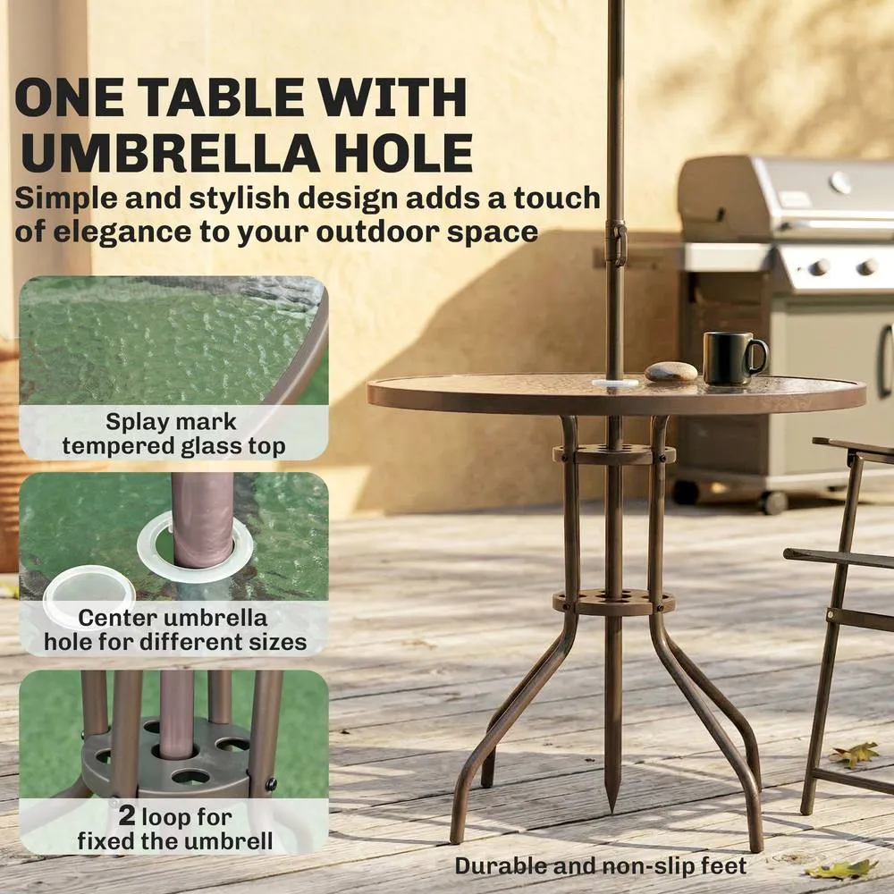 OUTSUNNY Garden Dining Set, Patio Sets with Tempered Glass Table in Dark Grey 4