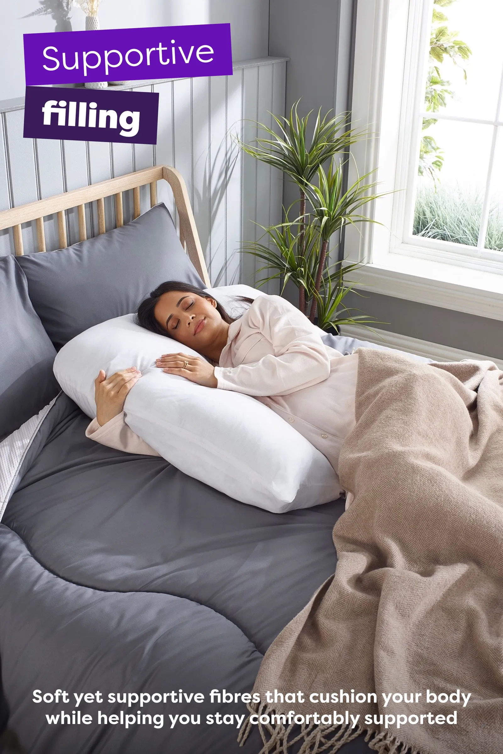 Slumberdown 2 Pack V Shape Medium Support Pillows in White 4