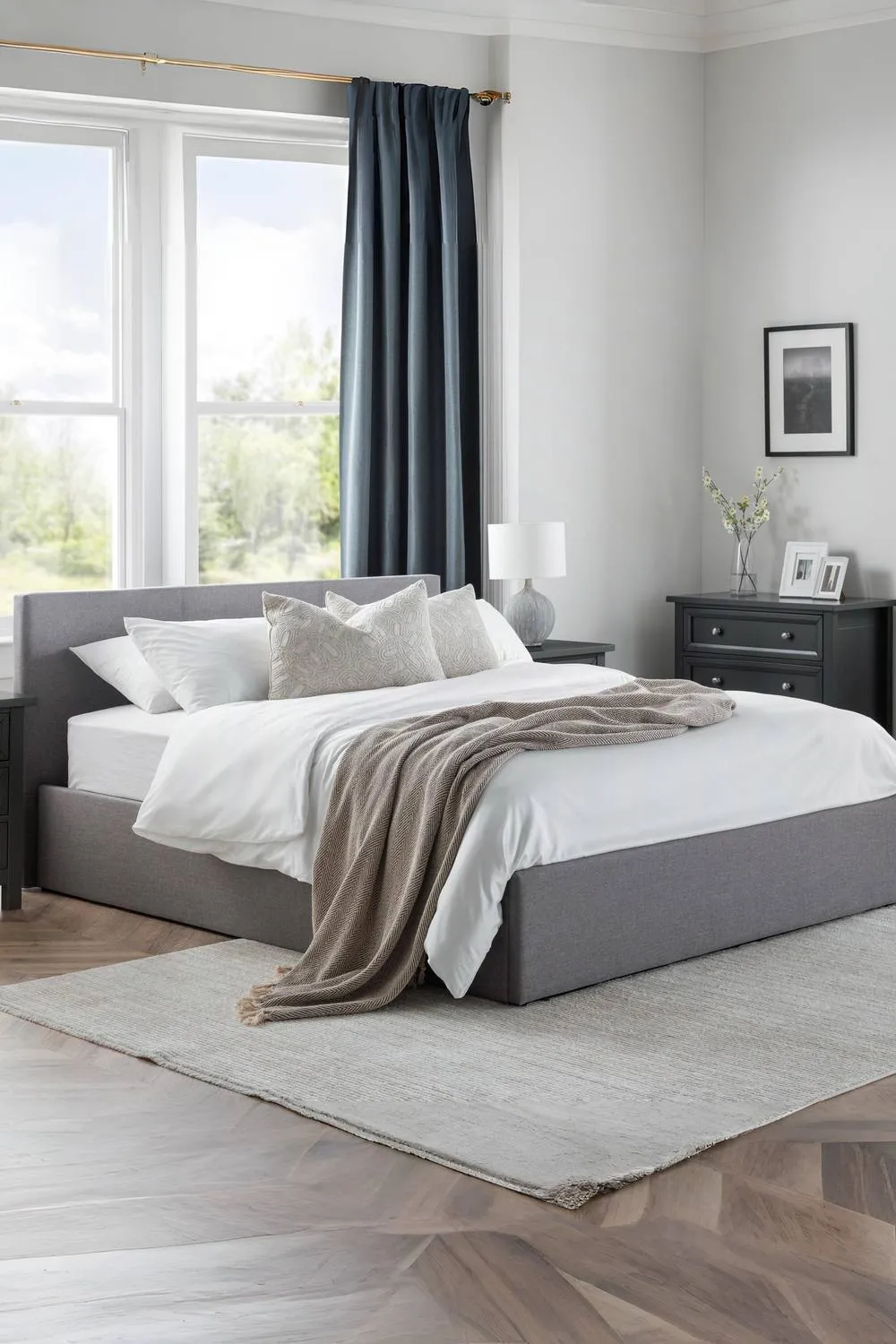 Julian Bowen Rialto Upholstered Ottoman Storage Bed in Grey