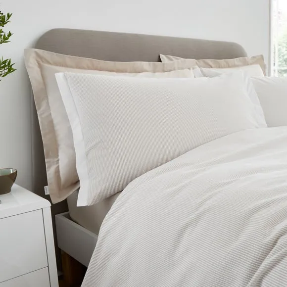 Bianca Seersucker Woven Stripe 100% Cotton Duvet Cover & Pillowcase Set 2