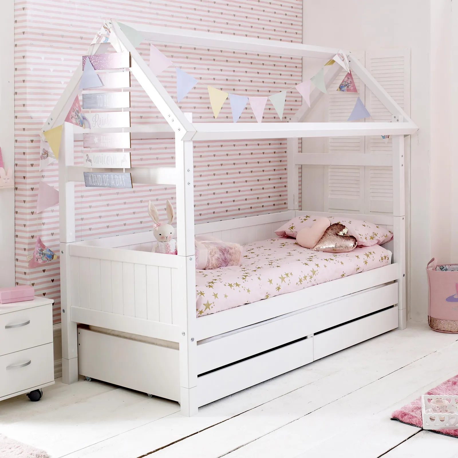 Barney Childrens Playhouse Bed with Trundle