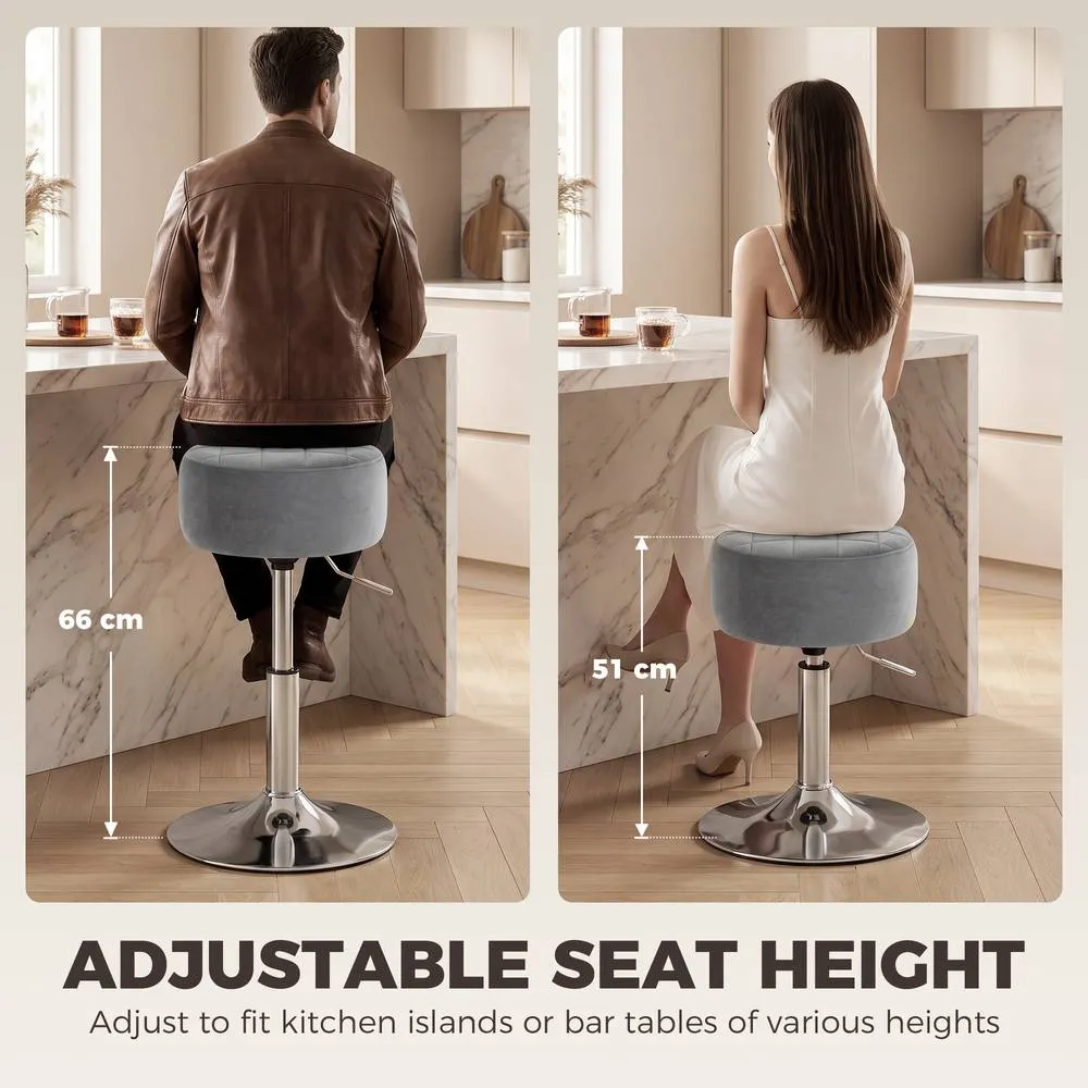 HOMCOM Bar Stool Adjustable Swivel 1 Piece in Grey 4
