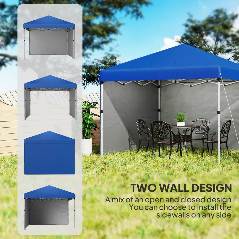 OUTSUNNY 3x3 (M) Pop Up Gazebo Party Tent w/ 2 Sidewalls, Weight Bags in Blue 4