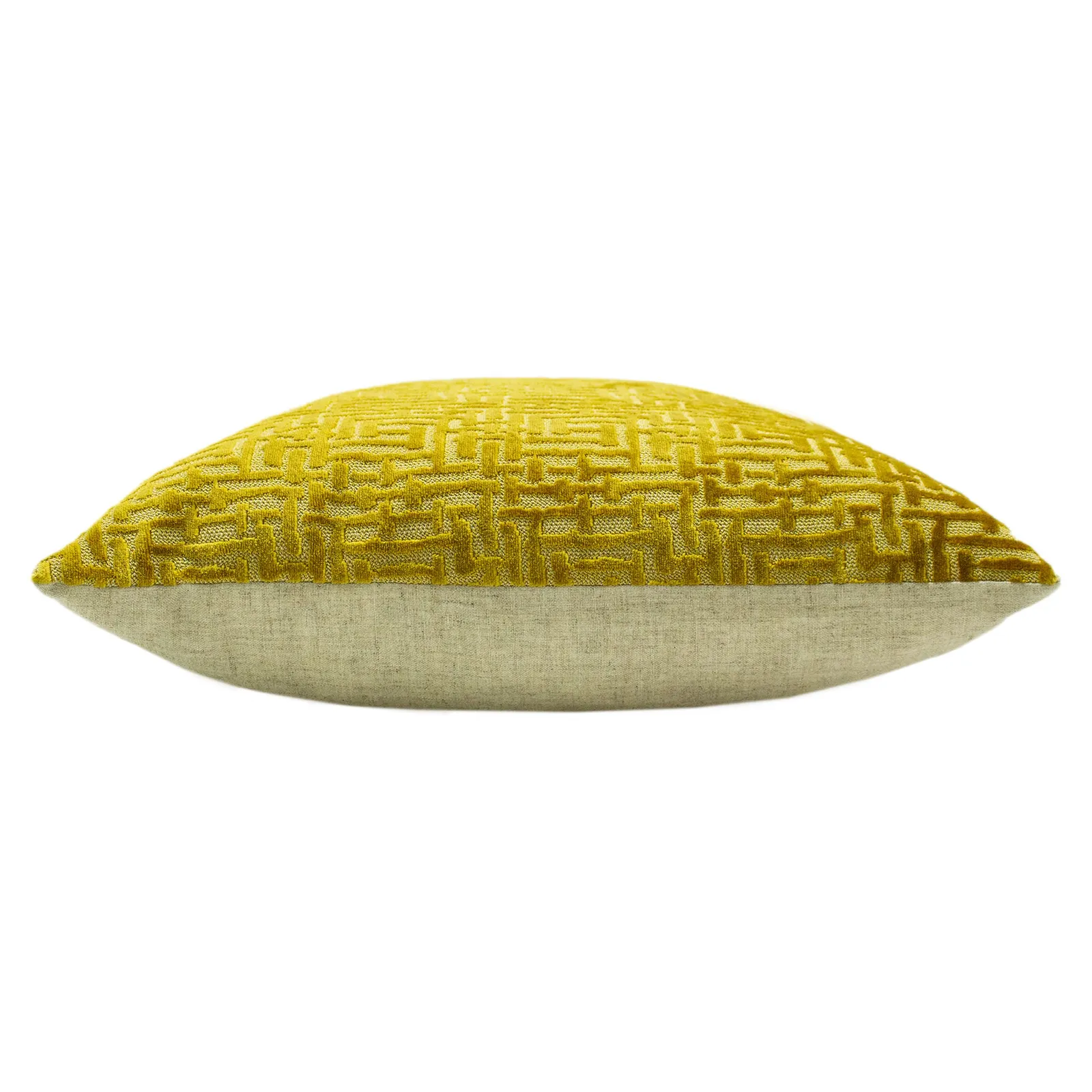 Paoletti Delphi Maze Cut Velvet Cushion in Gold 4