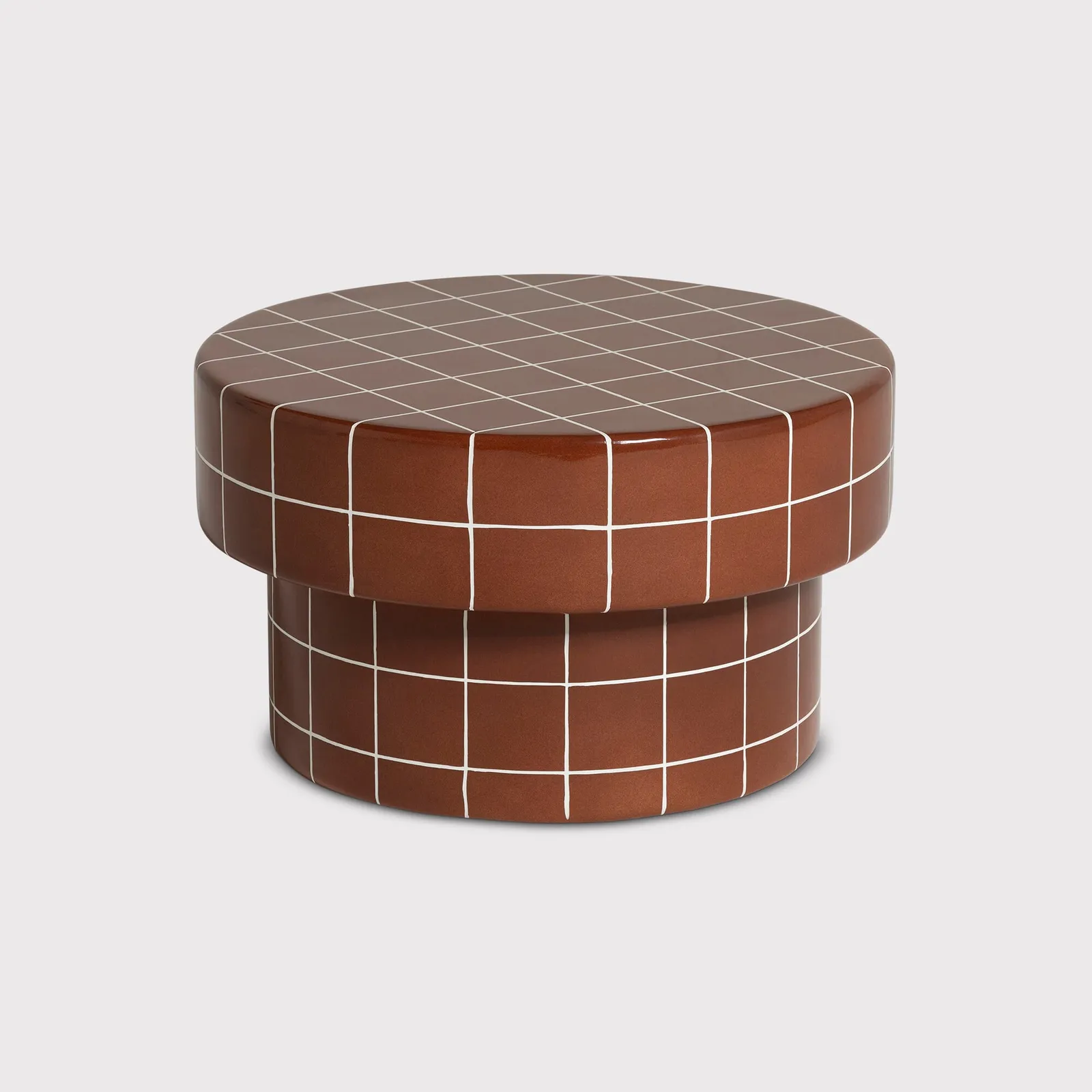Rico Tiled Round Coffee Table, Round, Red | Barker & Stonehouse