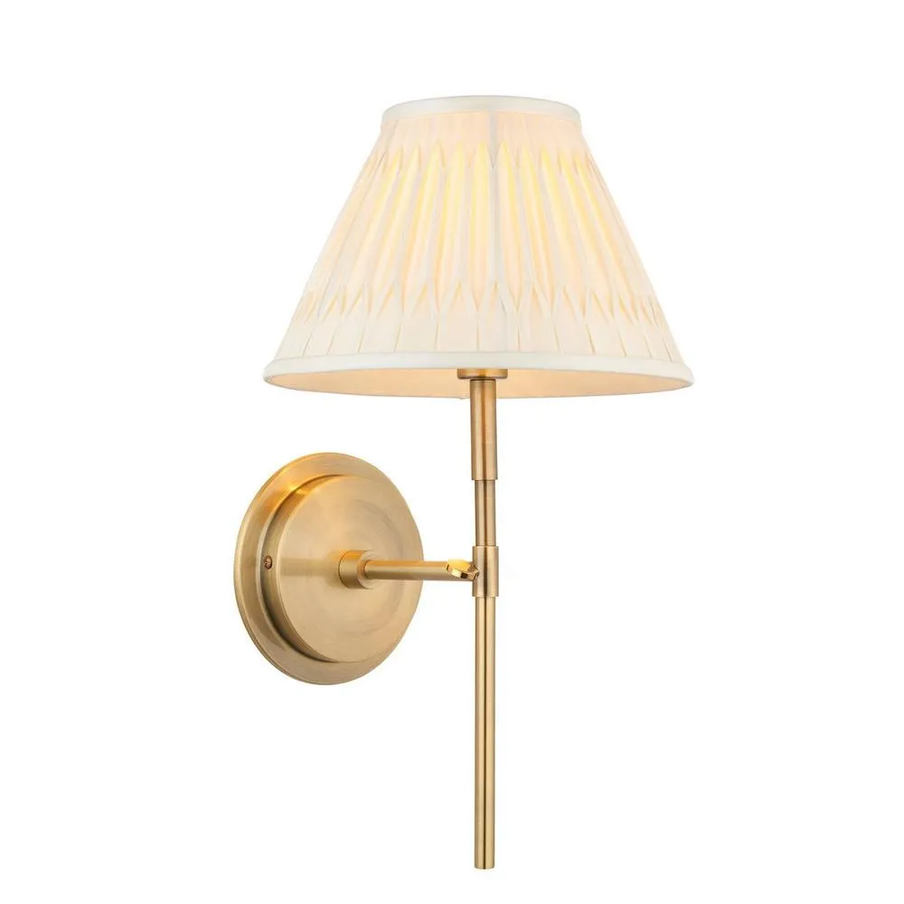 Netlighting Rennes & Chatsworth Wall Lamp Shade Brass Plate & Ivory Silk in Off-White