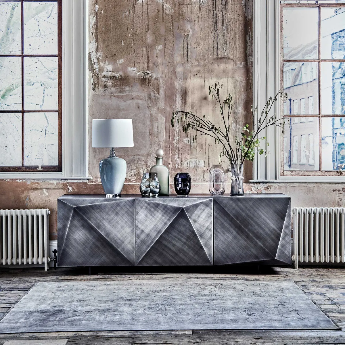 Cattelan Kayak 3 Door Sideboard, Brushed Grey