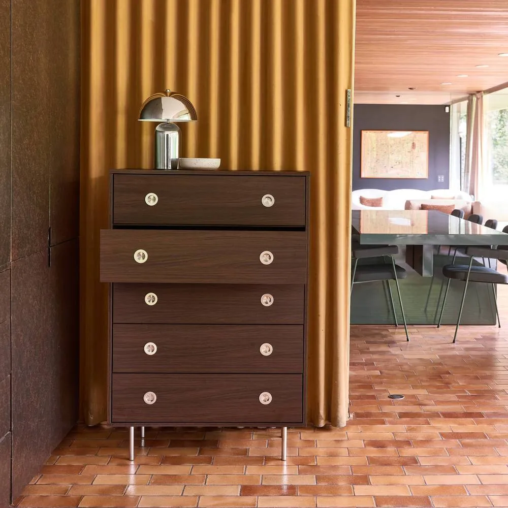sweeek Vintage chest of drawers with wood decor & stainless steel, 5 in Dark Brown 6