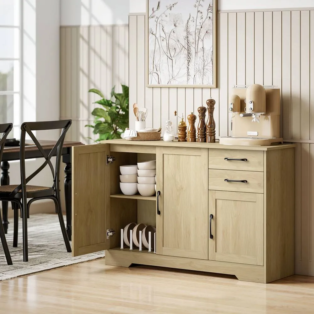 HOMCOM Sideboard with Soft-Close Doors, Modern Storage Cabinet Natural