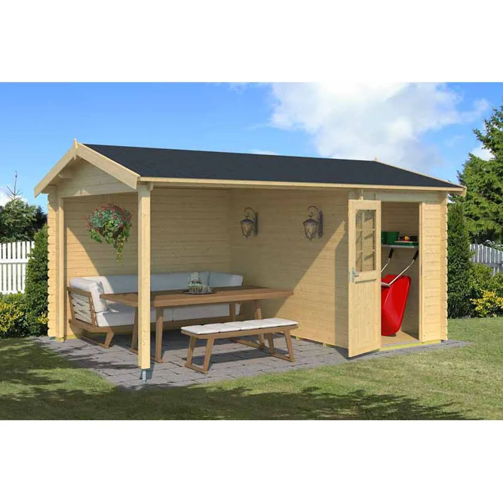Lasita Maja Ltd Wibo 300-Log Cabin, Garden Room, Home Office - L465xW337.8xH245.1 cm in Light Tan