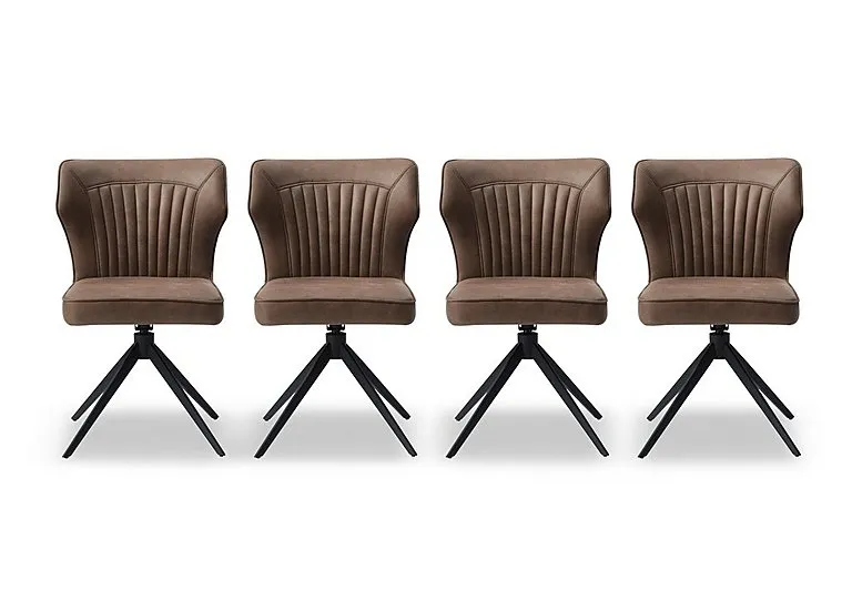 Jayden Set of 4 Faux Leather Swivel Dining Chairs - Light Brown