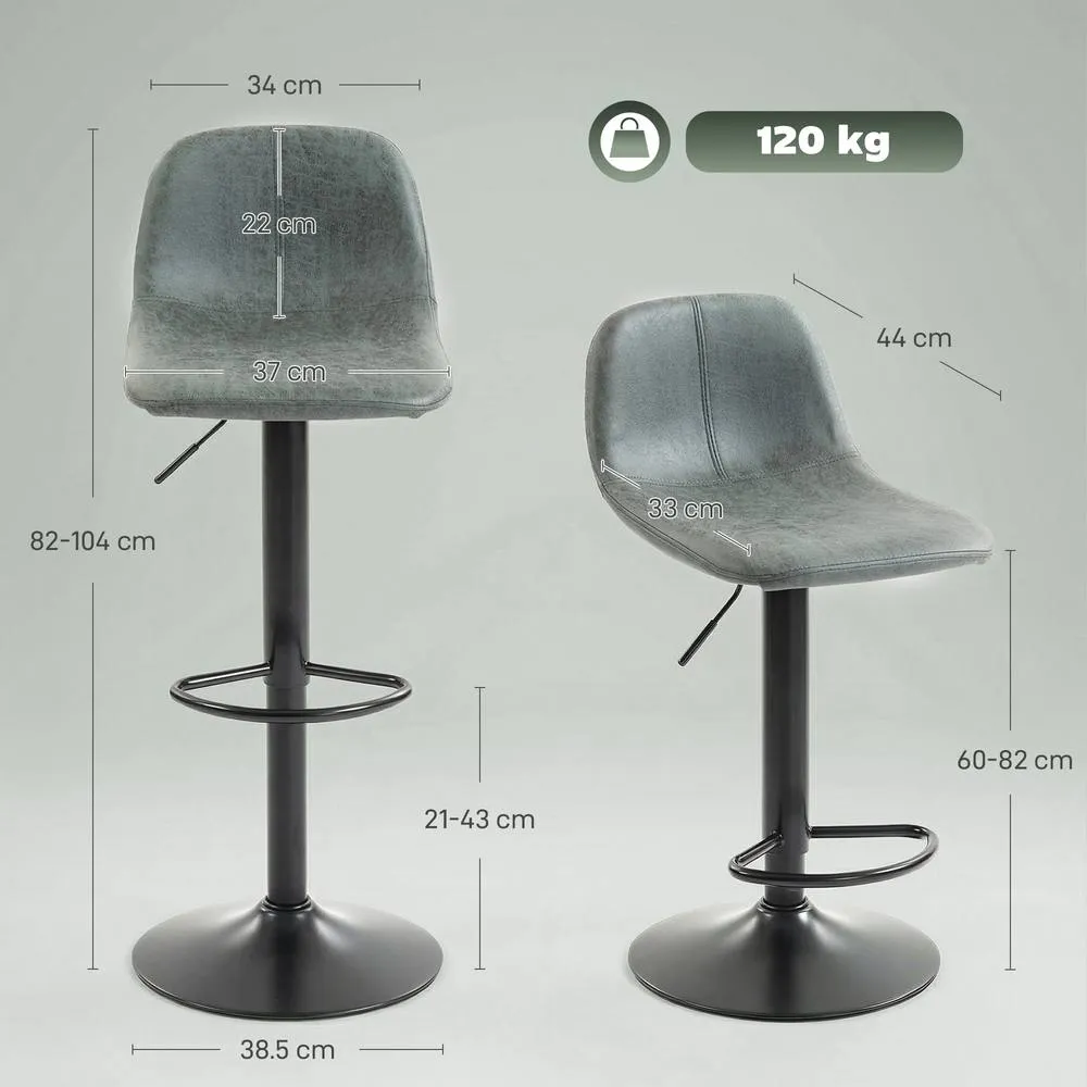 HOMCOM Bar Stools Set of 2, Modern Swivel Barstools for Dining Room in Green 3