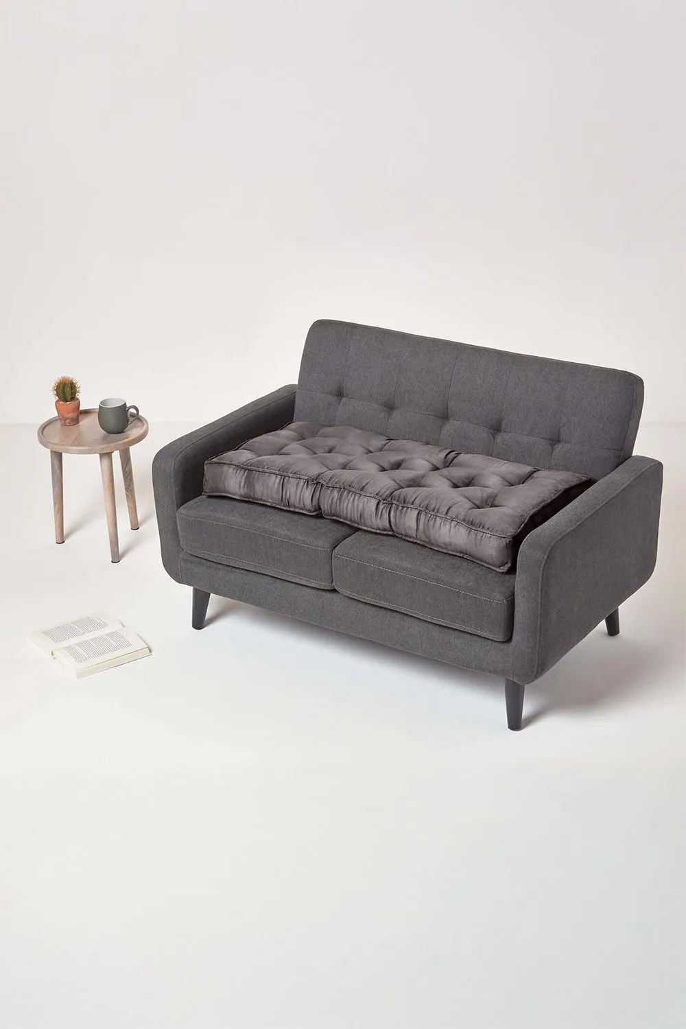 Homescapes Faux Suede 2 Seater Booster Cushion in Grey 6