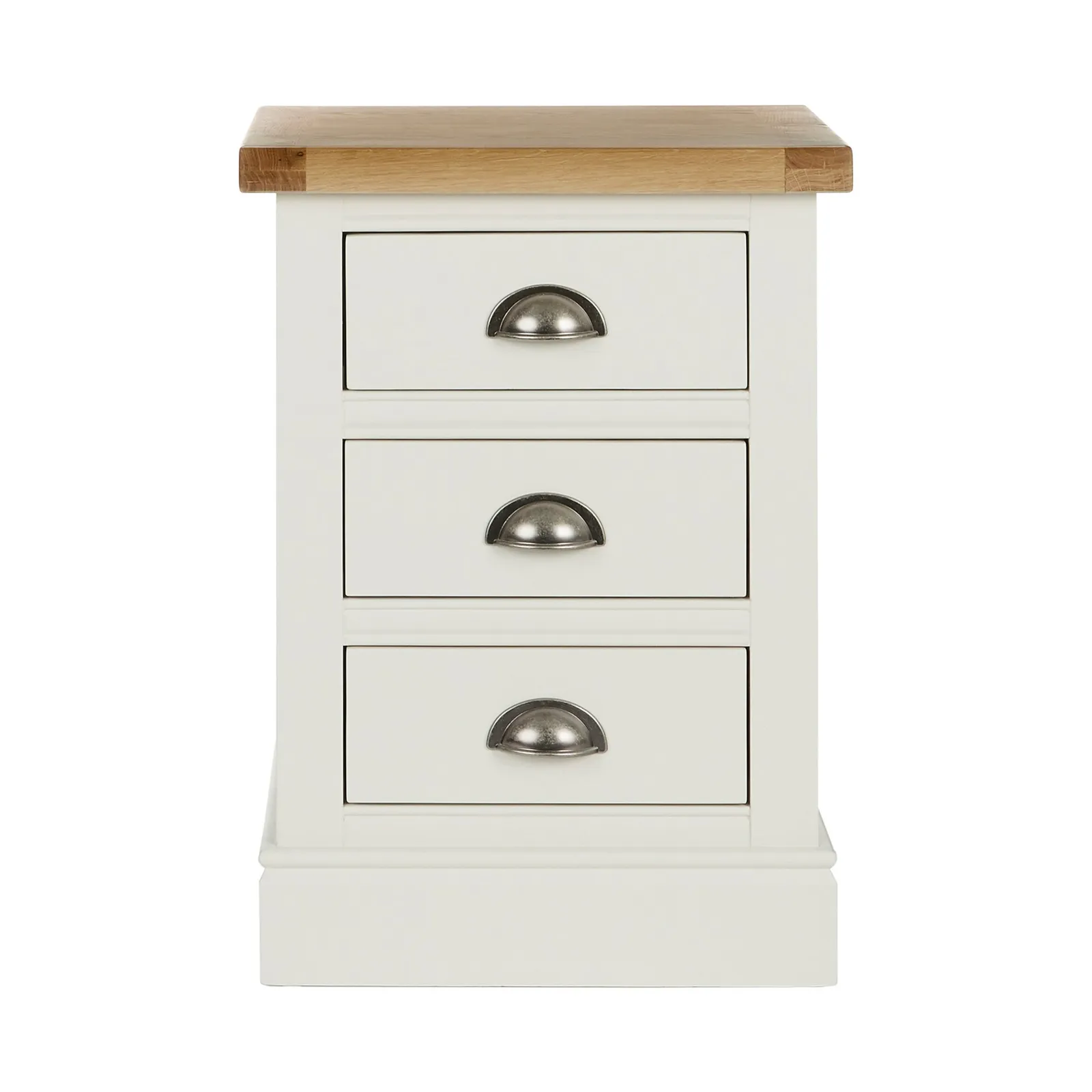 Compton Ivory 3 Drawer Bedside Table Cream and Brown