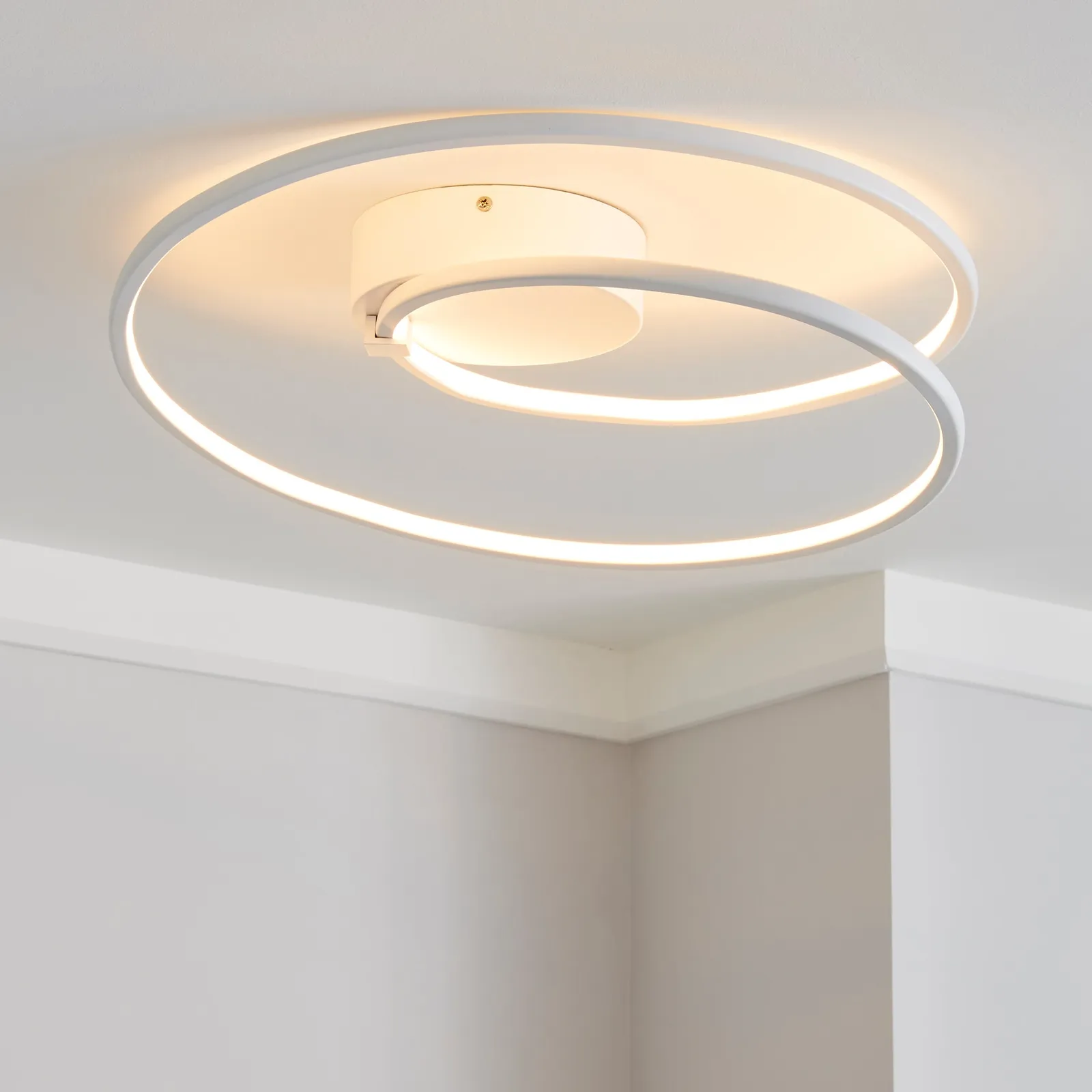 Menton Integrated LED Swirl White Semi-Flush Ceiling Fitting White