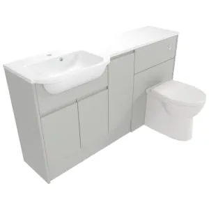 Deccado Clifton Whisper Grey Left Hand 1500mm Fitted Vanity & Toilet Pan Unit Combination with Left Hand Basin 2