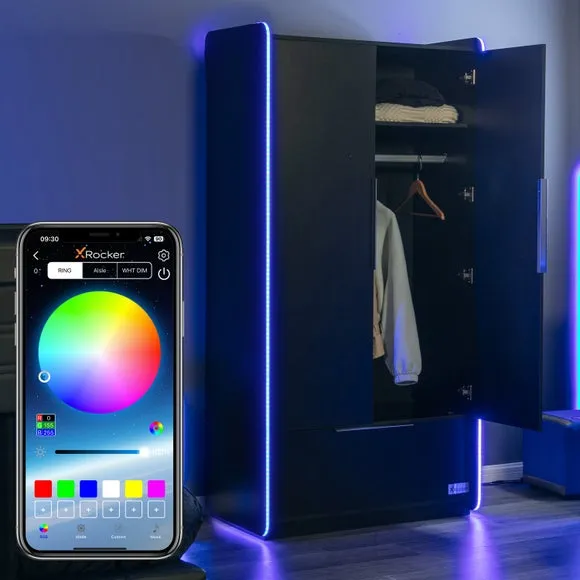 X Rocker Electra 2 Door Wardrobe with LED Lights 2